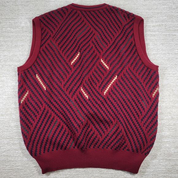 VTG Marz München Wool Sweater Vest L/XL Burgundy 3D Knit West Germany Grandpa - Picture 10 of 16
